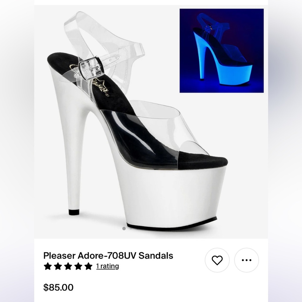 Pleaser adore-708UV clear sandal pleasers size 5